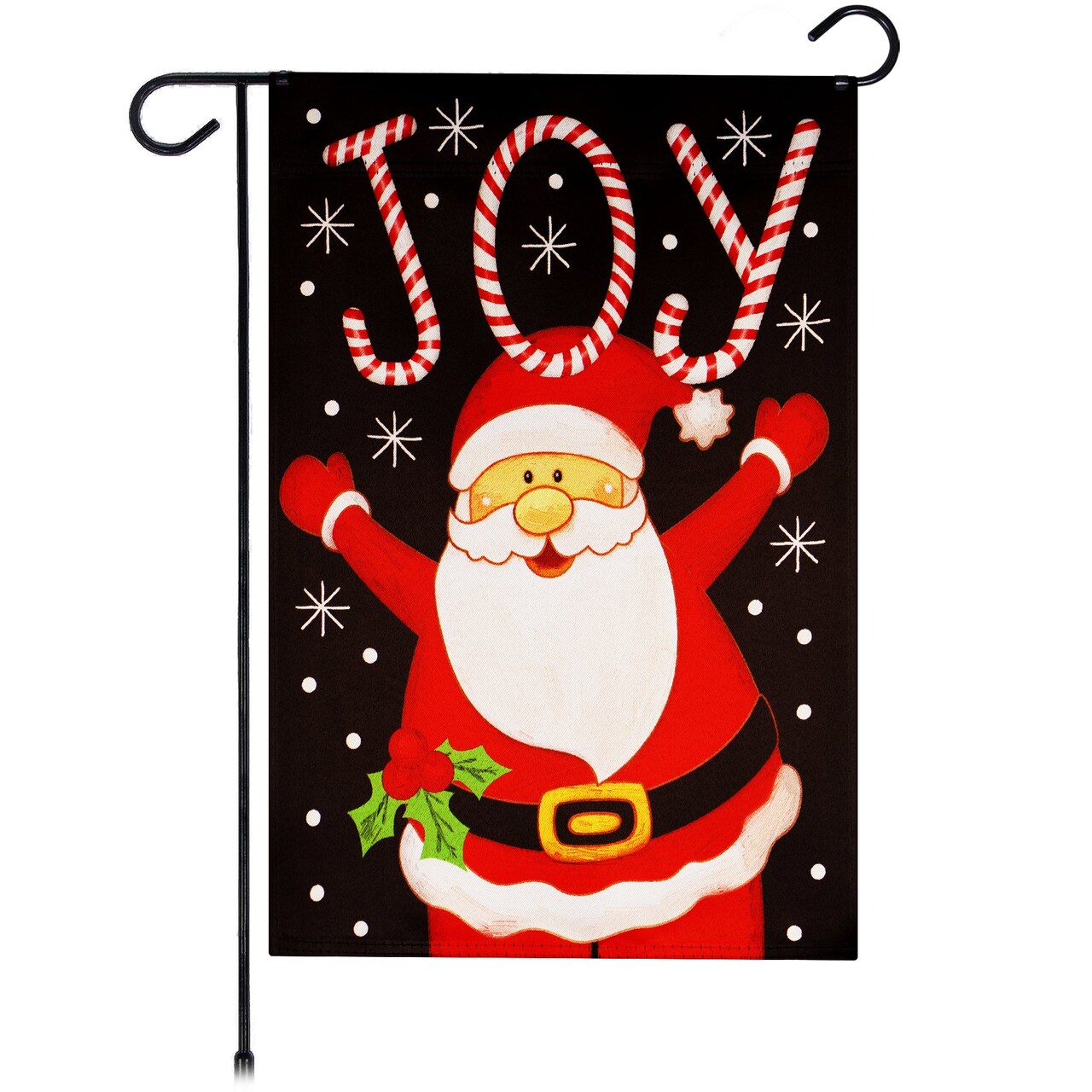 G128 Garden Flag Joyful Santa | 12x18 Inch | Printed Blockout Polyester - Christmas Decoration